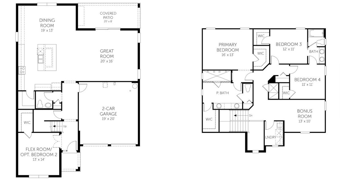 2D floor plan layout for the Biscayne - 50' Homesites by Dream Finders Homes in Hills of Minneola, Minneola, FL (Image 3).