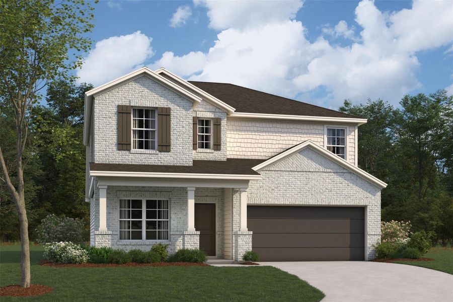 Front exterior of a new home in Miller's Pond, Rosenberg, TX, highlighting curb appeal (Image 1). Front exterior of a new home in Miller's Pond, Rosenberg, TX, highlighting curb appeal (Image 1).