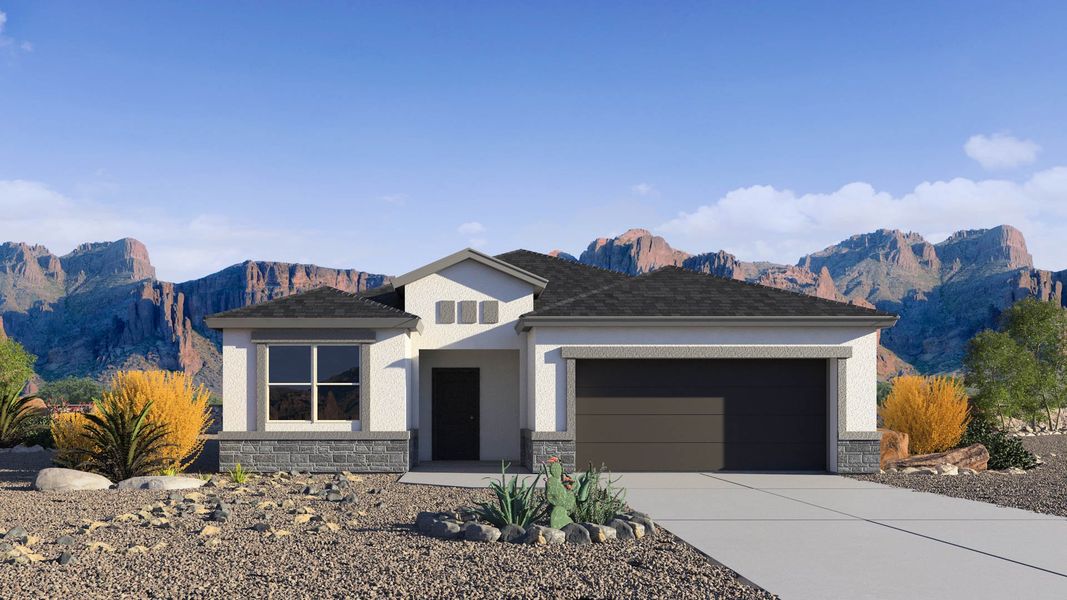 Representative exterior photo of a completed home built from the Denton by D.R. Horton in Quail Ranch, San Tan Valley, AZ (Image 15).