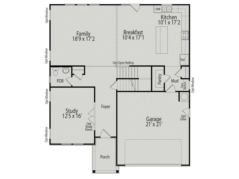 2D floor plan layout for the The Hickory A II by Davidson Homes LLC in Windgate, Mooresville, NC (Image 3).