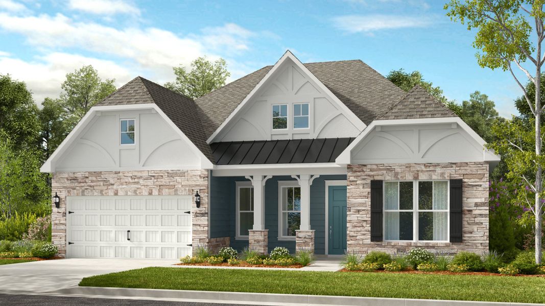 Representative exterior photo of a completed home built from the Whitmore II by Taylor Morrison in Stafford at Langtree, Mooresville, NC (Image 1).