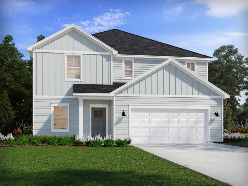 Front exterior of a new home in River Ridge, Clarksville, TN, highlighting curb appeal (Image 1). Front exterior of a new home in River Ridge, Clarksville, TN, highlighting curb appeal (Image 1).