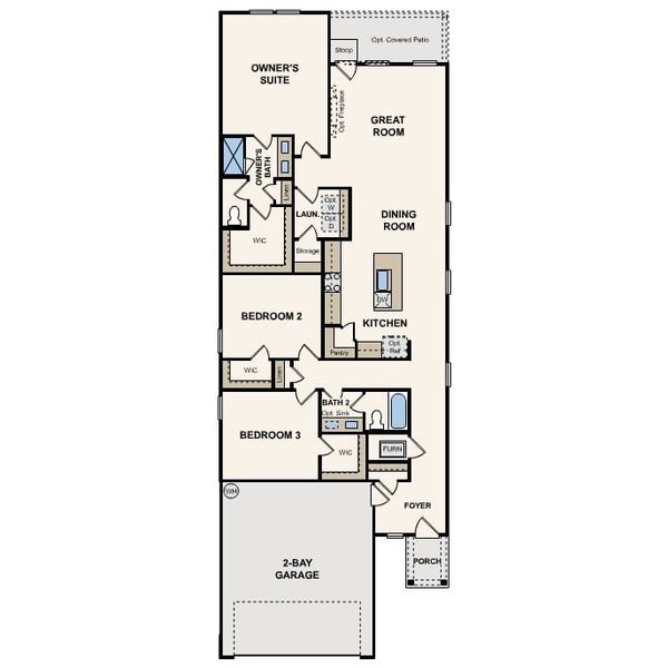 2D floor plan layout for the Laurel 2 by Century Communities in Eastwood at Sonterra, Jarrell, TX (Image 3).