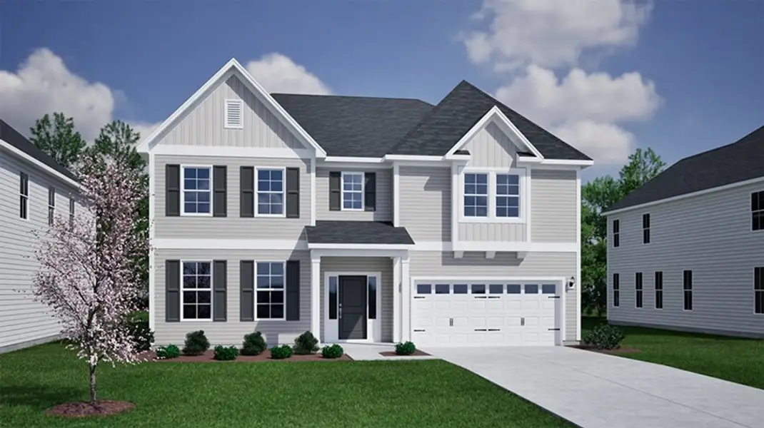 Front exterior of a new home in Hendrix Farms, Lexington, SC, highlighting curb appeal (Image 1).