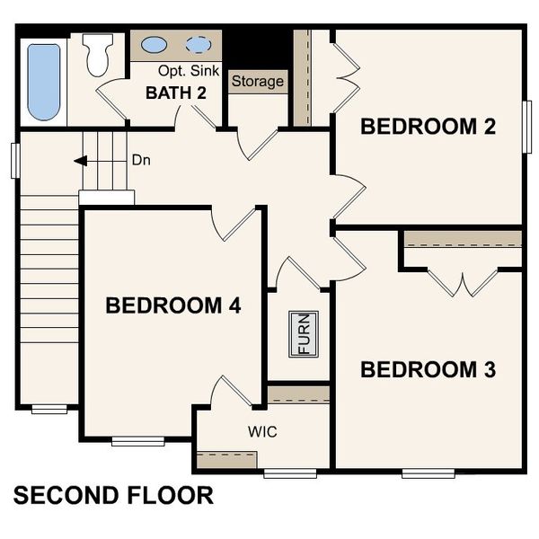 2D floor plan layout for the Lexington by Century Communities in Trinity Ranch, Elgin, TX (Image 4).