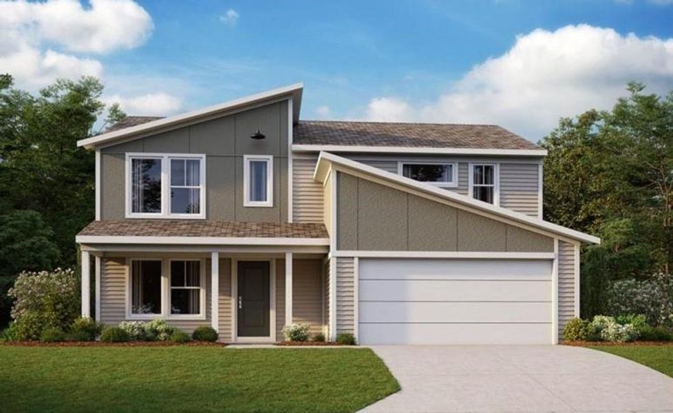 Front exterior of a new home in Crossvine Estates, Braselton, GA, highlighting curb appeal (Image 1). Front exterior of a new home in Crossvine Estates, Braselton, GA, highlighting curb appeal (Image 1).