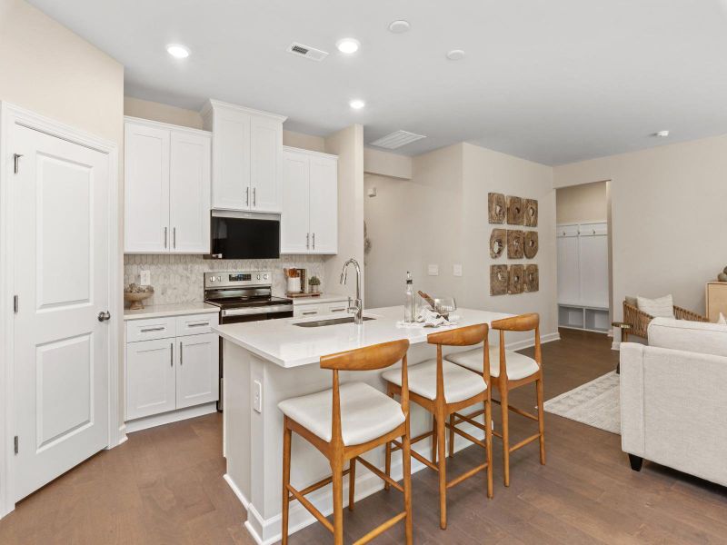 The kitchen's oversized countertops make meal-prep a breeze.