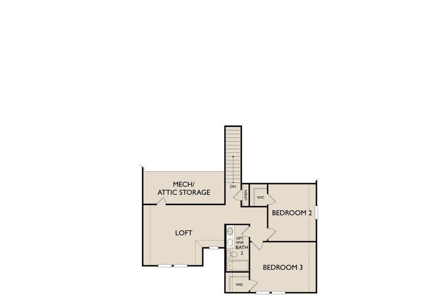 2D floor plan layout for the Somerville by Ashton Woods in Willow Springs, Buda, TX (Image 5).