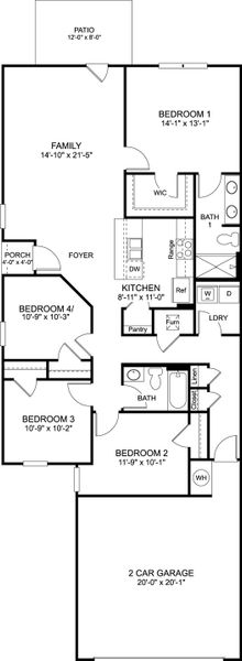 2D floor plan layout of this home in Cambridge Cove, Chickamauga, GA (Image 3).