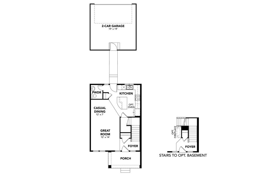 2D floor plan layout for the Lafayette 4 by Brightland Homes in Westerly - Townhomes, Erie, CO (Image 4).