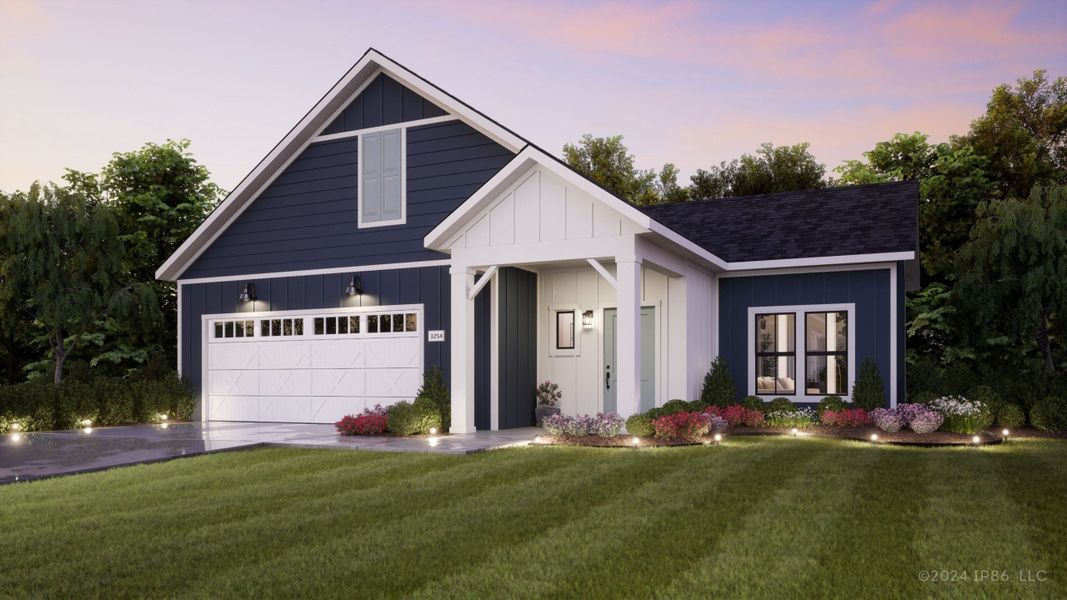 Representative exterior photo of a completed home built from the Palazzo by Perfection Builders in The Courtyards at The Heritage, Andover, KS (Image 10).