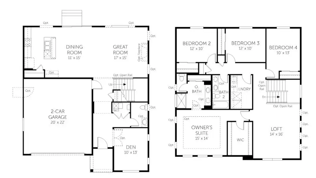 2D floor plan layout for the Sierra - Homesites by Dream Finders Homes in Trevenna, Windsor, CO (Image 5). 2D floor plan layout for the Sierra - Homesites by Dream Finders Homes in Trevenna, Windsor, CO (Image 5).