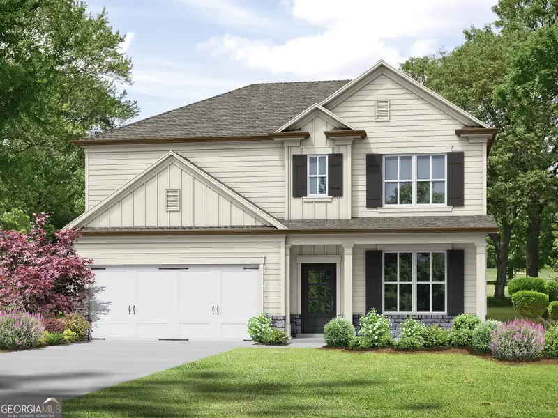 Front exterior of a new home in Ellington Farms, Statham, GA, highlighting curb appeal (Image 1). Front exterior of a new home in Ellington Farms, Statham, GA, highlighting curb appeal (Image 1).