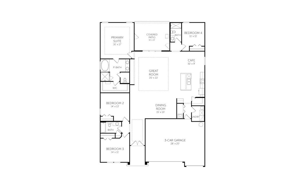 2D floor plan layout for the Avalon - 60' Homesites by Dream Finders Homes in Hyland Trail, Green Cove Springs, FL (Image 3).
