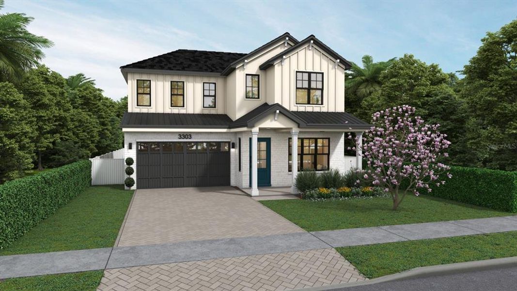 Front exterior of a new home in , Orlando, FL, highlighting curb appeal (Image 1).