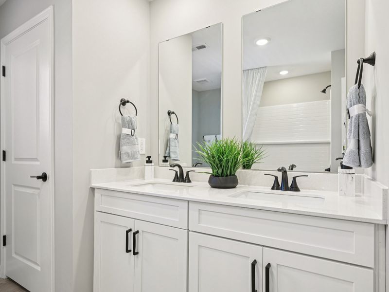 Secondary bathroom in the Johnson floorplan at a Meritage Homes community in Raleigh, NC.
