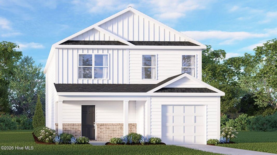 Front exterior of a new home in Hobbs Farm, Ayden, NC, highlighting curb appeal (Image 20).