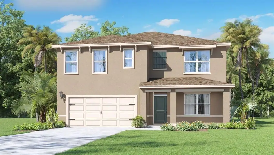 Front exterior of a new home in , Davenport, FL, highlighting curb appeal (Image 1). Front exterior of a new home in , Davenport, FL, highlighting curb appeal (Image 1).
