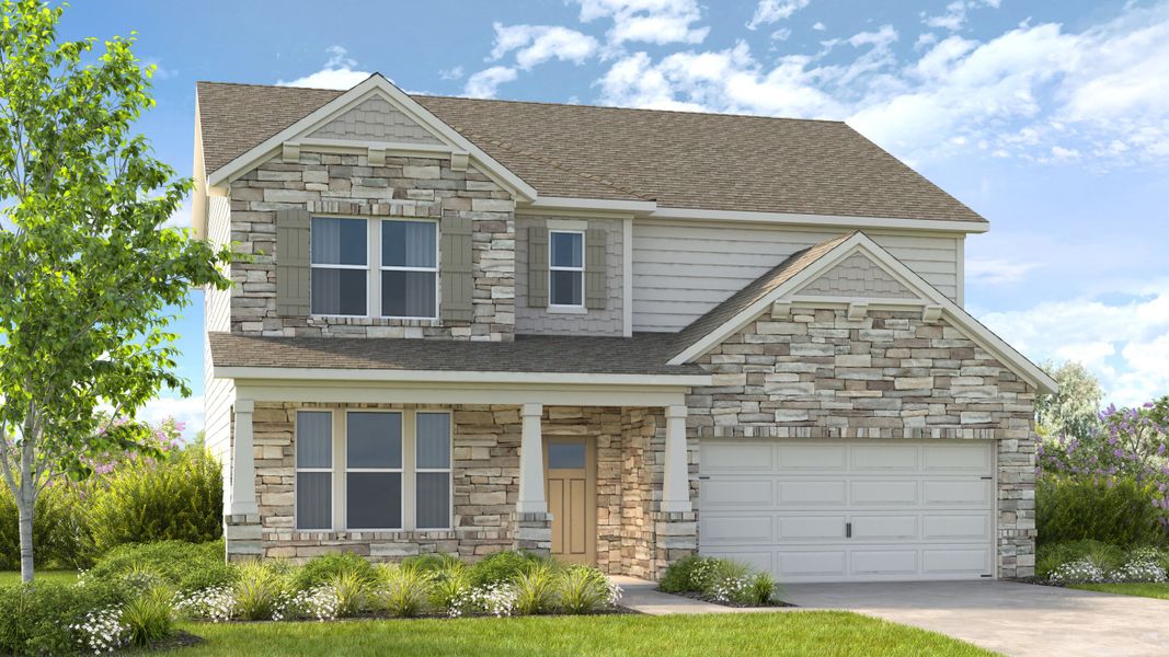 Representative exterior photo of a completed home built from the Atwood by Taylor Morrison in Falls Creek, Flowery Branch, GA (Image 14). Representative exterior photo of a completed home built from the Atwood by Taylor Morrison in Falls Creek, Flowery Branch, GA (Image 14).
