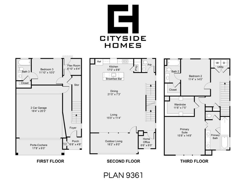 2D floor plan layout of this home in Reserve At Oak Forest, Houston, TX (Image 3). 2D floor plan layout of this home in Reserve At Oak Forest, Houston, TX (Image 3).