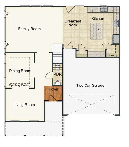 2D floor plan layout for the Kendall by Keystone Homes NC in Royal Pines, Trinity, NC (Image 6).