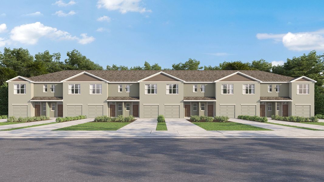 Front exterior of a new home in Westwood, Land O' Lakes, FL, highlighting curb appeal (Image 24).