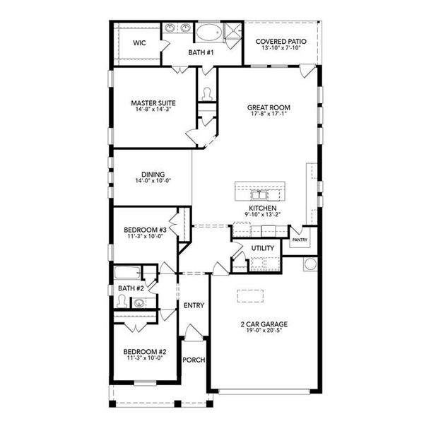 2D floor plan layout of this home in Baker Farms, Cleburne, TX (Image 4).
