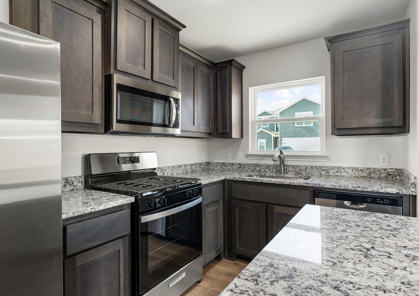 The kitchen of the Sabine has sprawling granite countertops. The kitchen of the Sabine has sprawling granite countertops.