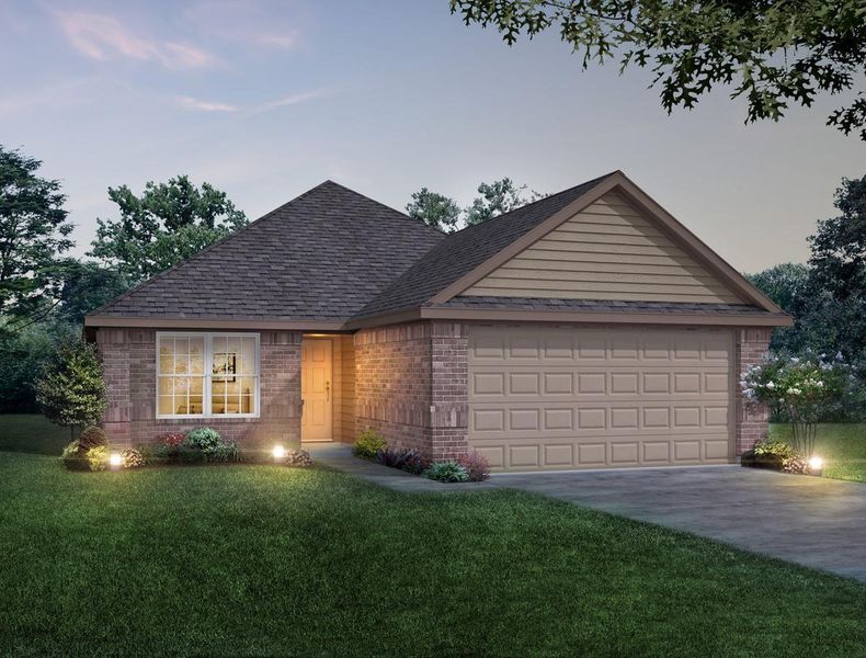 Front exterior of a new home in Granger Pines, Conroe, TX, highlighting curb appeal (Image 2). Front exterior of a new home in Granger Pines, Conroe, TX, highlighting curb appeal (Image 2).
