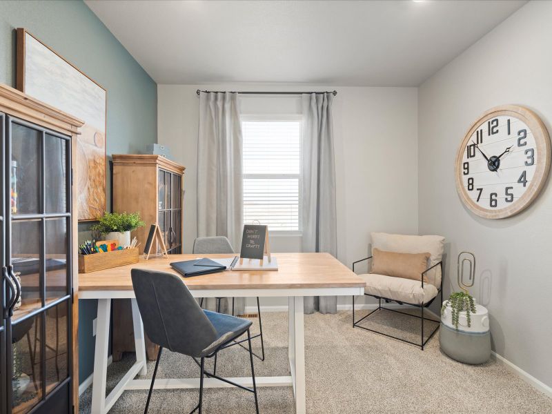 The Granby floorplan image modeled at a Meritage Homes community in Falcon, CO.