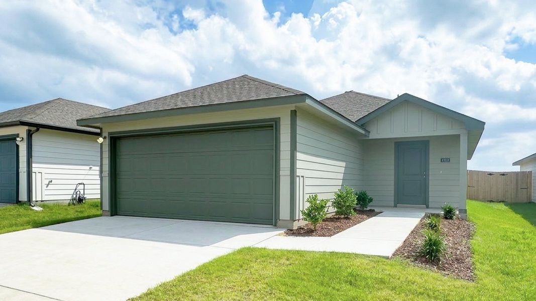 Front exterior of a new home in Maplewood Meadows, Talty, TX, highlighting curb appeal (Image 1). Front exterior of a new home in Maplewood Meadows, Talty, TX, highlighting curb appeal (Image 1).