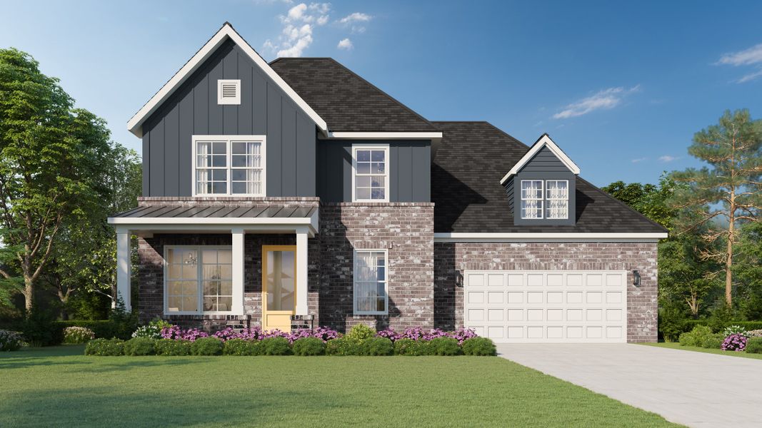 Representative exterior photo of a completed home built from the Miller by Grant & Co in Twin Oaks, Oakland, TN (Image 1). Representative exterior photo of a completed home built from the Miller by Grant & Co in Twin Oaks, Oakland, TN (Image 1).