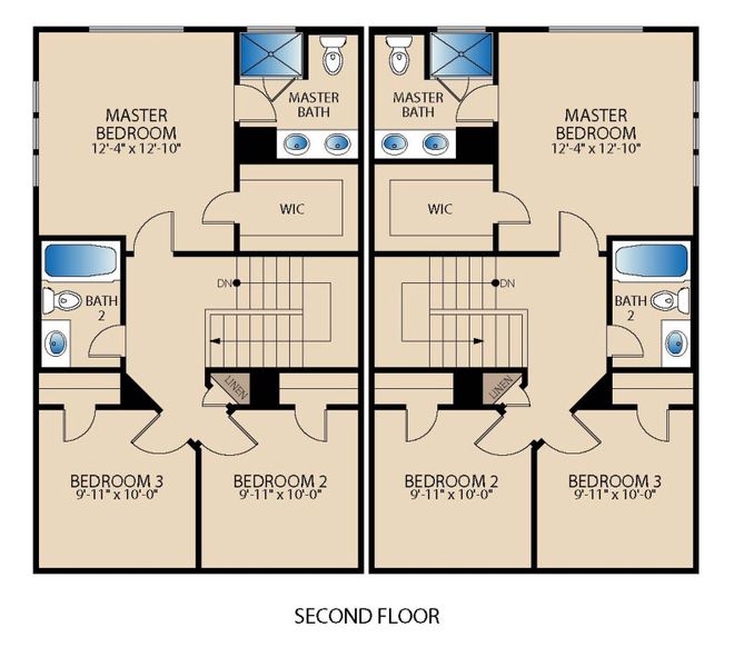 2D floor plan layout of this home in Saddle Creek Twinhomes, Georgetown, TX (Image 6).