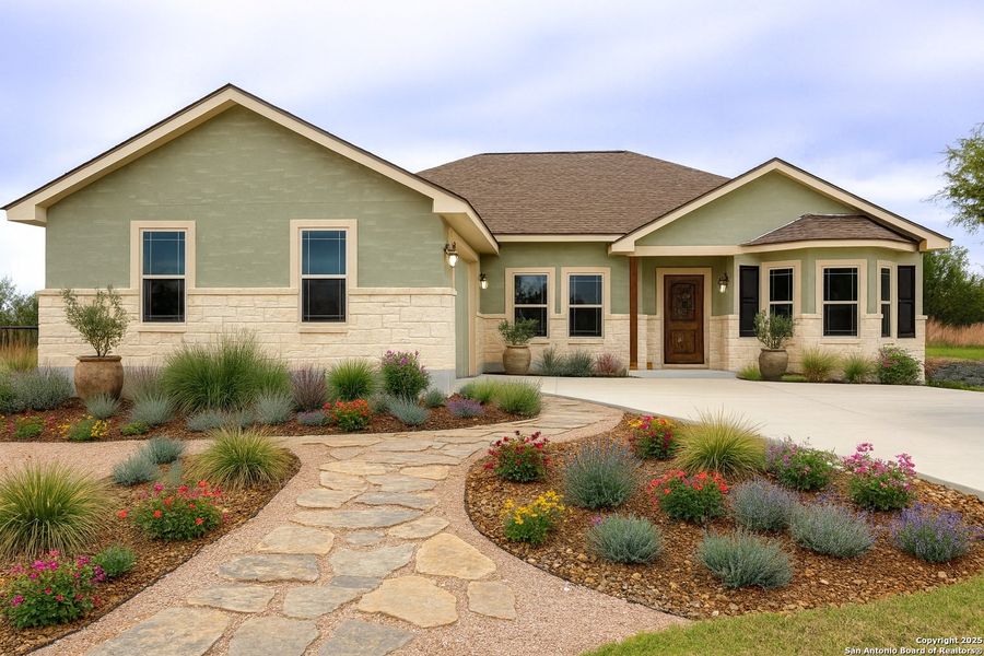 Front exterior of a new home in , Blanco, TX, highlighting curb appeal (Image 19). Front exterior of a new home in , Blanco, TX, highlighting curb appeal (Image 19).