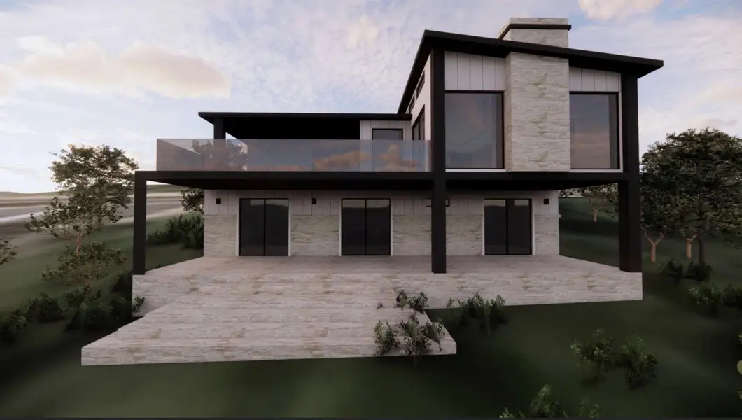 RENDERING - Rear view of property featuring a chimney