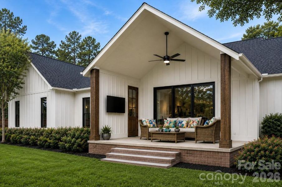 Exterior details and patio area of a home in , Midland (Image 3). Exterior details and patio area of a home in , Midland (Image 3).