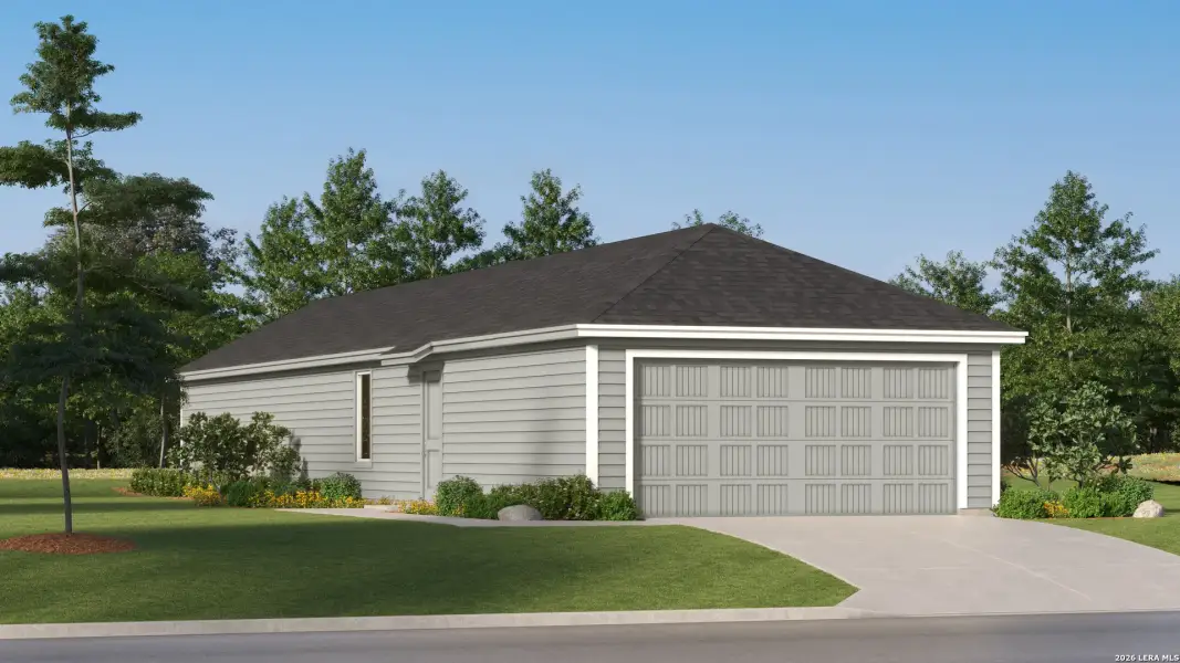 Front exterior of a new home in Sapphire Grove, San Antonio, TX, highlighting curb appeal (Image 19).