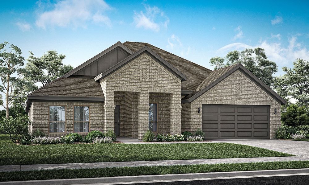Representative exterior photo of a completed home built from the Walden II by Impression Homes in Mountain Valley Lake, Burleson, TX (Image 5). Representative exterior photo of a completed home built from the Walden II by Impression Homes in Mountain Valley Lake, Burleson, TX (Image 5).
