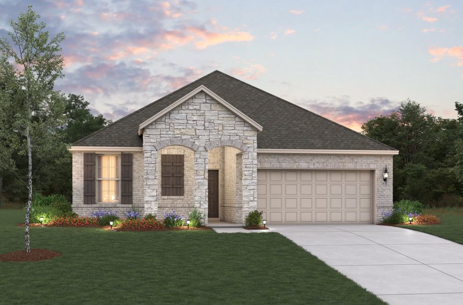 Representative exterior photo of a completed home built from the Allegheny by Beazer Homes in Lake Pointe, Little Elm, TX (Image 17). Representative exterior photo of a completed home built from the Allegheny by Beazer Homes in Lake Pointe, Little Elm, TX (Image 17).