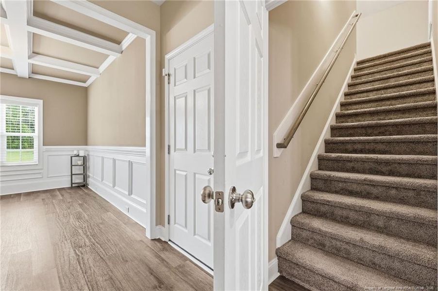 Stairs to bedroom from kitchen area