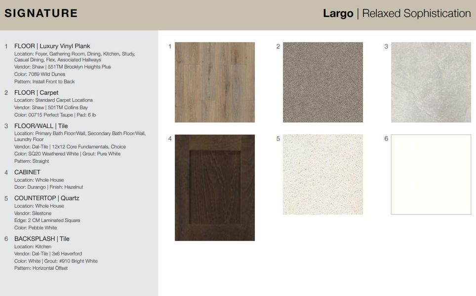 9634 Pink Lotus Court design selections. Home is currently under construction and selections are subject to change.