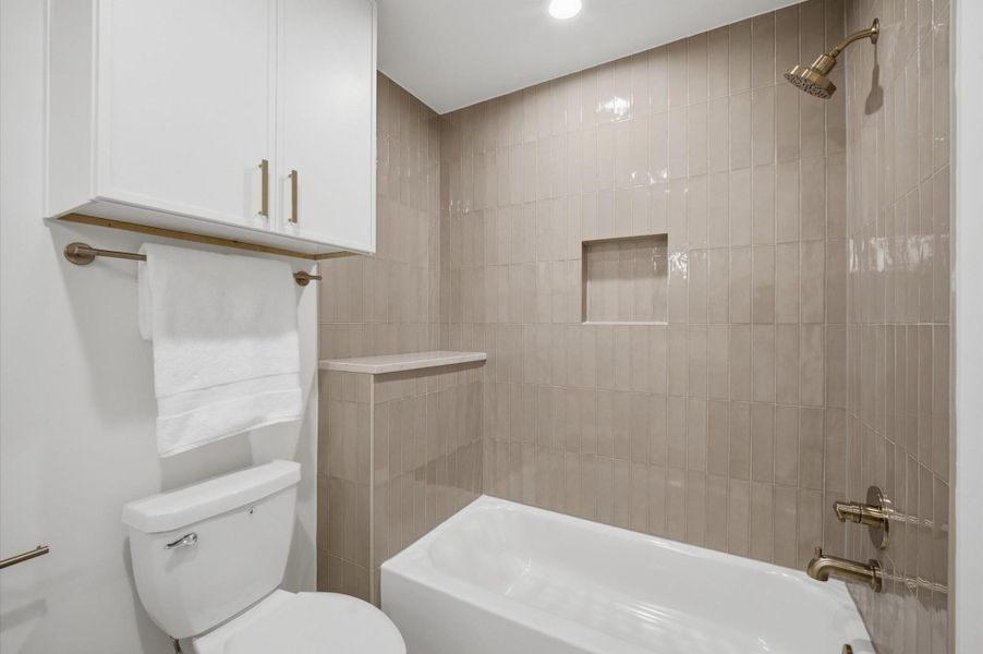 Top floor bathroom with access to the bedroom or optional media room.