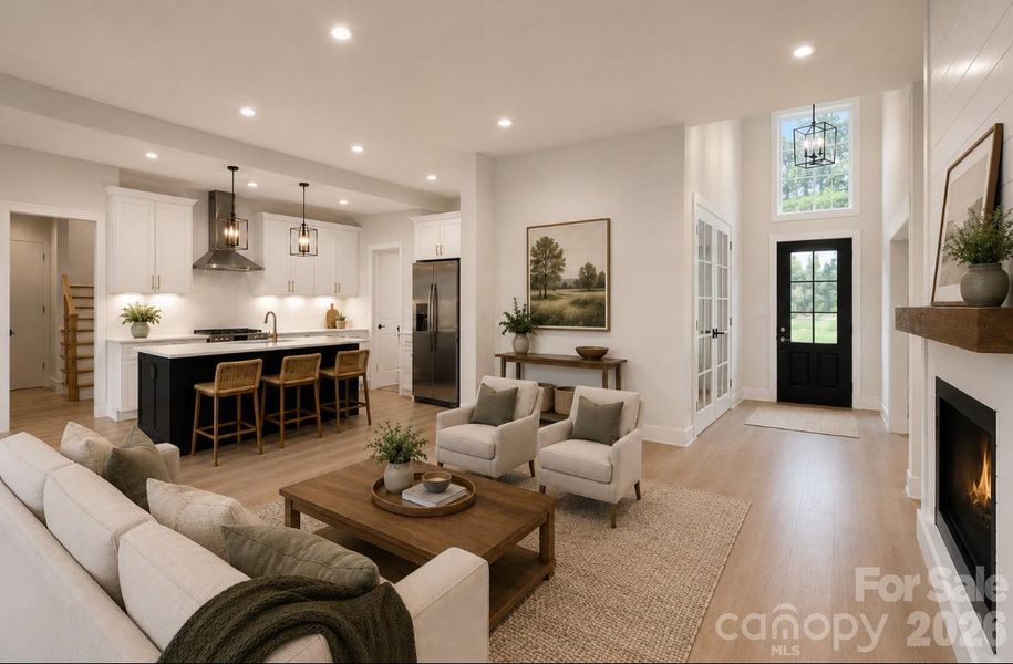 *representative photo- living room staged w/ standard ceiling