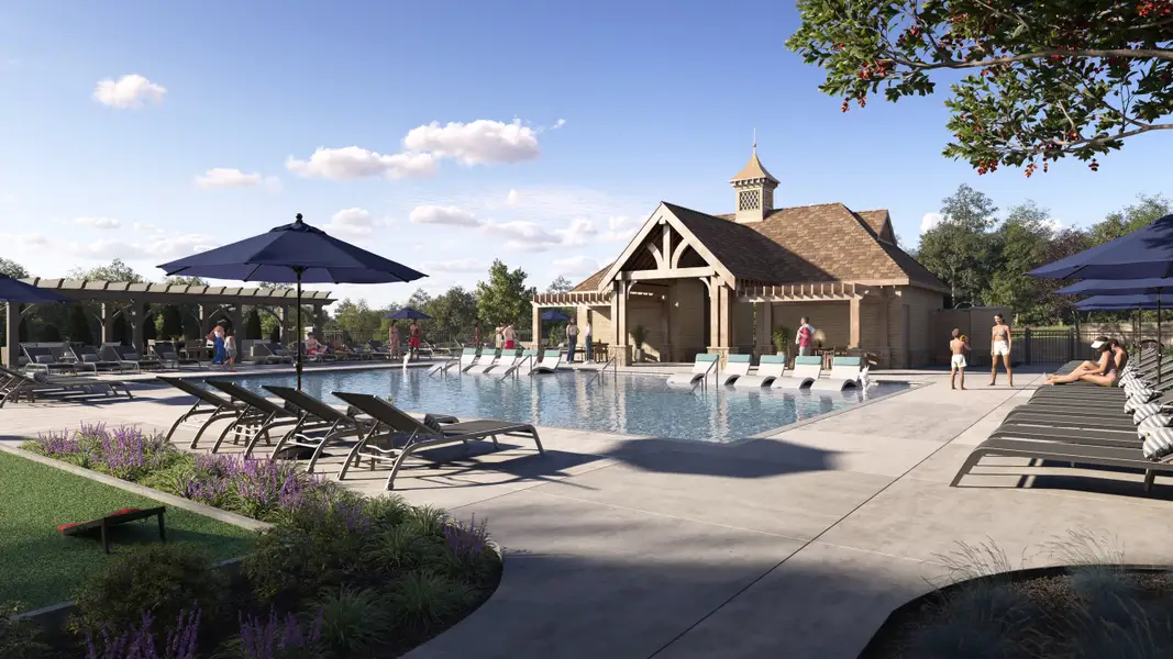 Enjoy community amenities at Station Hill including swimming pool, play lawn, and playground.
