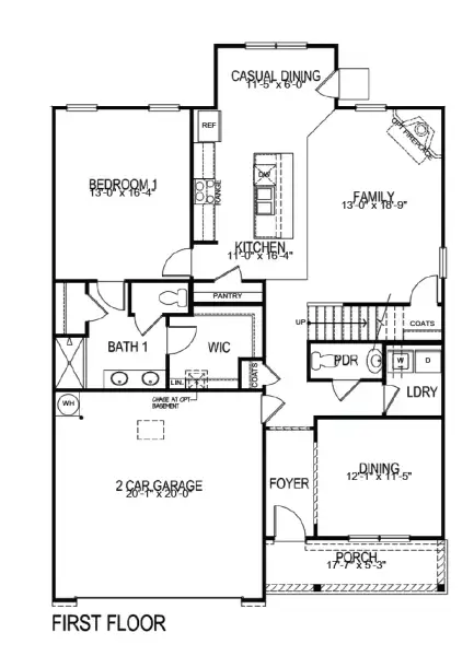 2D floor plan layout for the Salem by D.R. Horton in Lily Grove, Piedmont, SC (Image 4).