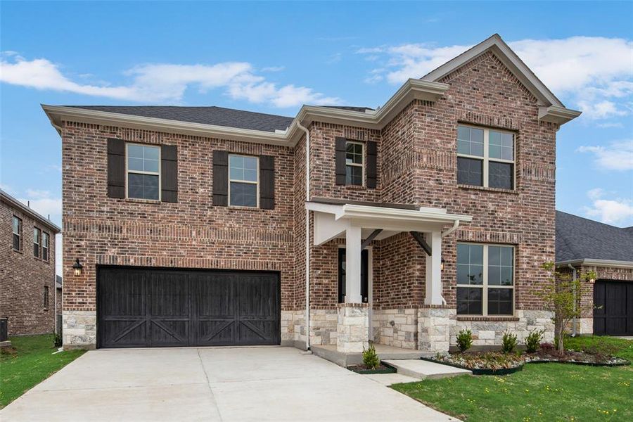 Front exterior of a new home in Sutton Fields, Celina, TX, highlighting curb appeal (Image 17). Front exterior of a new home in Sutton Fields, Celina, TX, highlighting curb appeal (Image 17).
