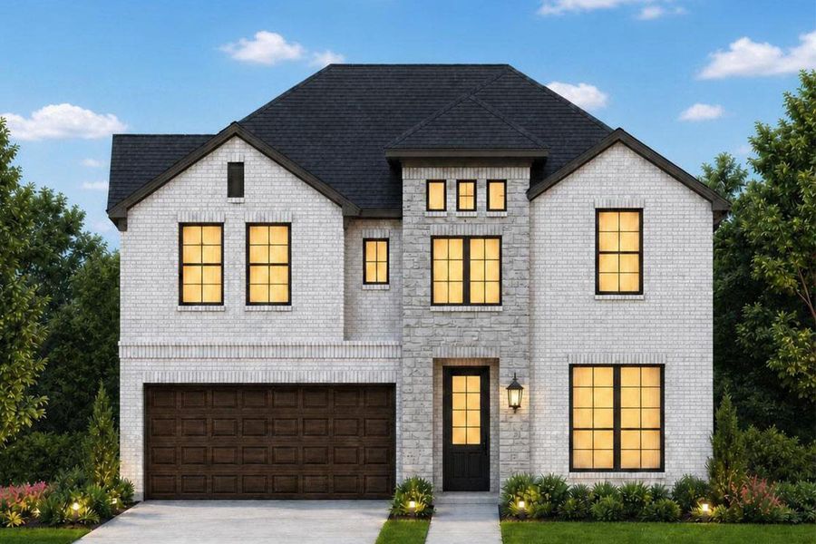 Representative exterior photo of a completed home built from the American Home - Executive Platinum by Grand Homes in Edgewater, Fate, TX (Image 6).