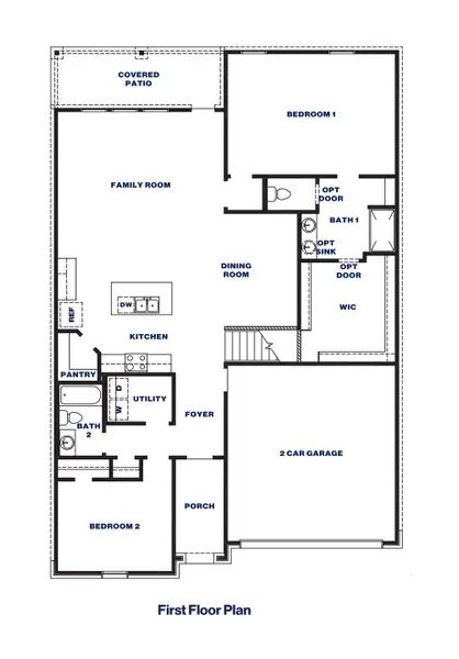 2D floor plan layout of this home in Harrington Trails at The Canopies, Splendora, TX (Image 3).
