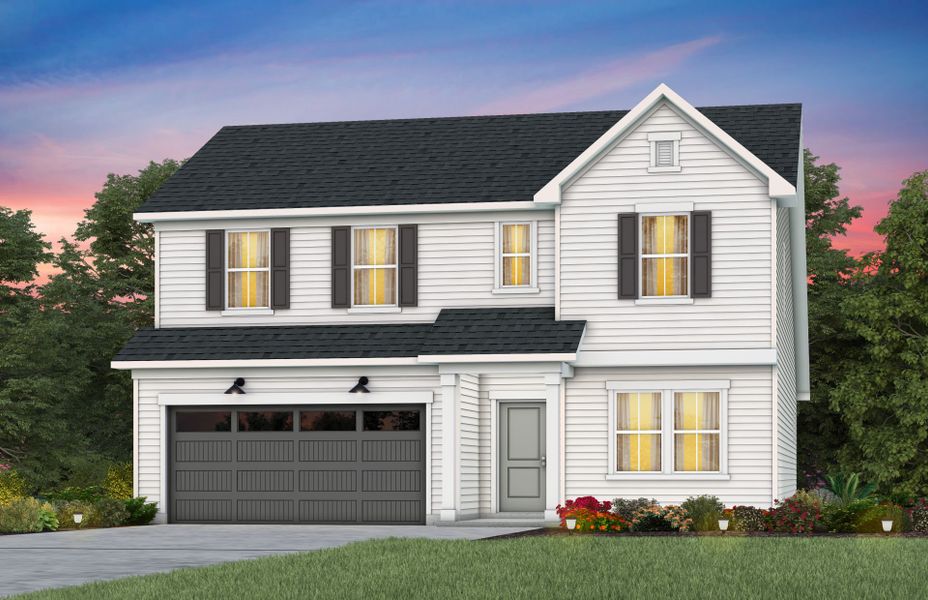 Front exterior of a new home in Michaux Gardens, Belmont, NC, highlighting curb appeal (Image 27). Front exterior of a new home in Michaux Gardens, Belmont, NC, highlighting curb appeal (Image 27).