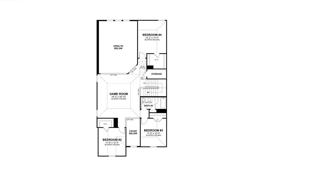 2D floor plan layout for the Dickinson X Dc by M/I Homes in Berryknoll, Montgomery, TX (Image 4).